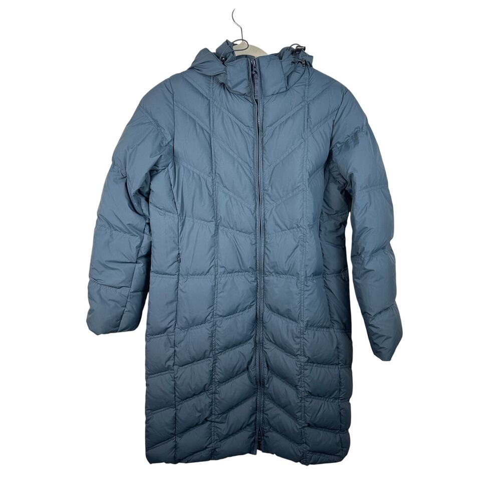 L.L. Bean Puffer Coat Women Medium Blue Excellent Long Quilted Down Jacket